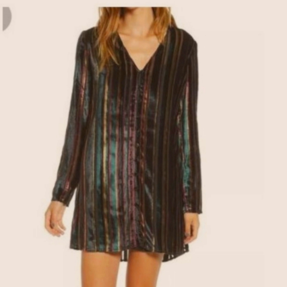 Leith velour stripe dress